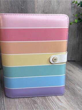 The Paper Studio 52 Agenda Rainbow-Striped Compact Planner Binder Organizer 6x8"